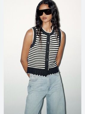 Zara | Sweaters | Zara Knit Wrap Top | Size Large Striped Knit Vest